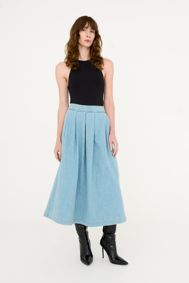 Tomorrow TRW-New Ellen ball gown skirt wash Little Boltons Skirt 51 Denim Blue
