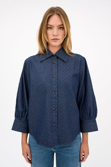 Tomorrow TRW-Sea Hepburn Shirt Wash London Jaquard Rinse Shirts & Blouses 51 Denim Blue