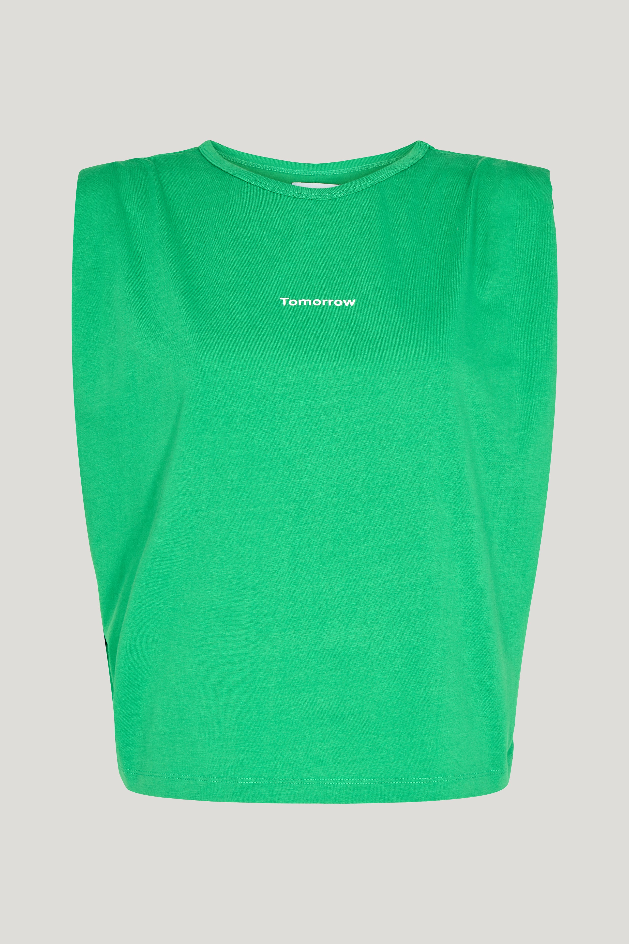 Tomorrow TD Casual Shoulder Pad Tank Tops & T-shirts 671 Earth Green
