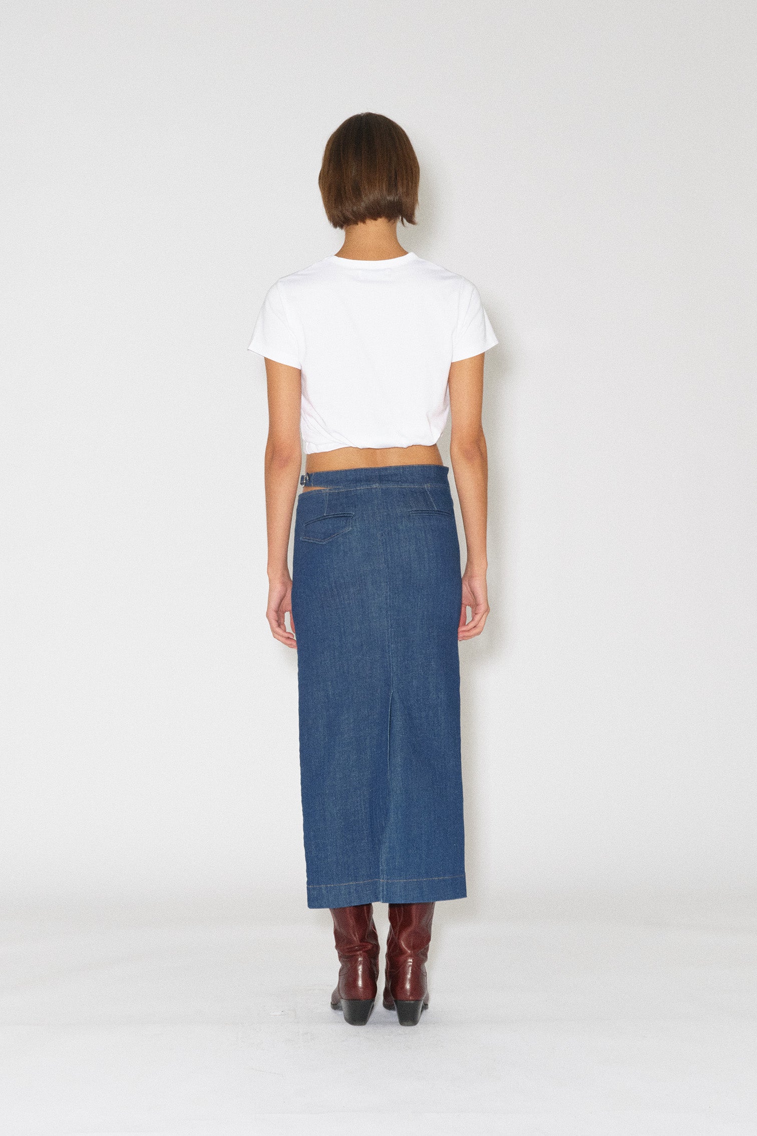 Tomorrow TMRW Brown Stitch Skirt - Crude Indigo Skirt 51 Denim Blue