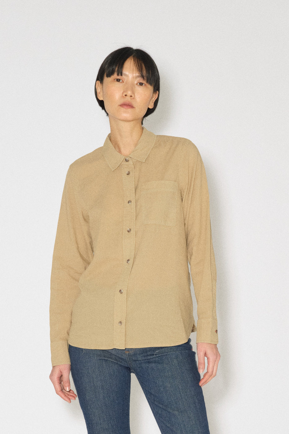 Tomorrow TMRW Sienna Soft Essential Shirt - Color Shirts & Blouses 64 Khaki