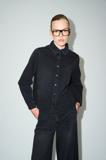 Tomorrow TRW-Ellen Denim Shirt Wash Milano Black Shirts & Blouses 9 Black