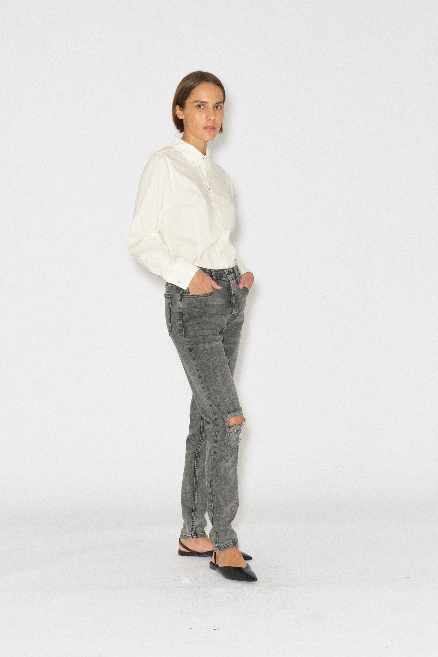 Tomorrow TRW-Hepburn Jeans Wash Vintage Grey Jeans & Pants 8 Grey