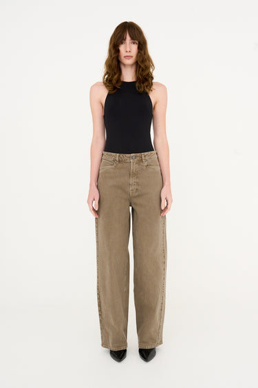 Tomorrow TRW-Kaia Slung Jeans Wash Antique Dye Jeans & Pants 64 Khaki