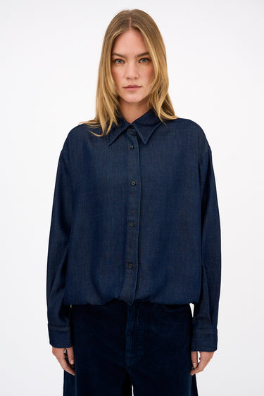 Tomorrow TRW-New Petra Tie Shirt Jacket Coats & Jackets 51 Denim Blue