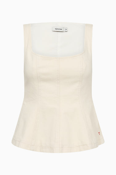 Tomorrow TRW-Shailene Peplum Top Wash Soft Natural Ecru Shirts & Blouses 03 Ecru