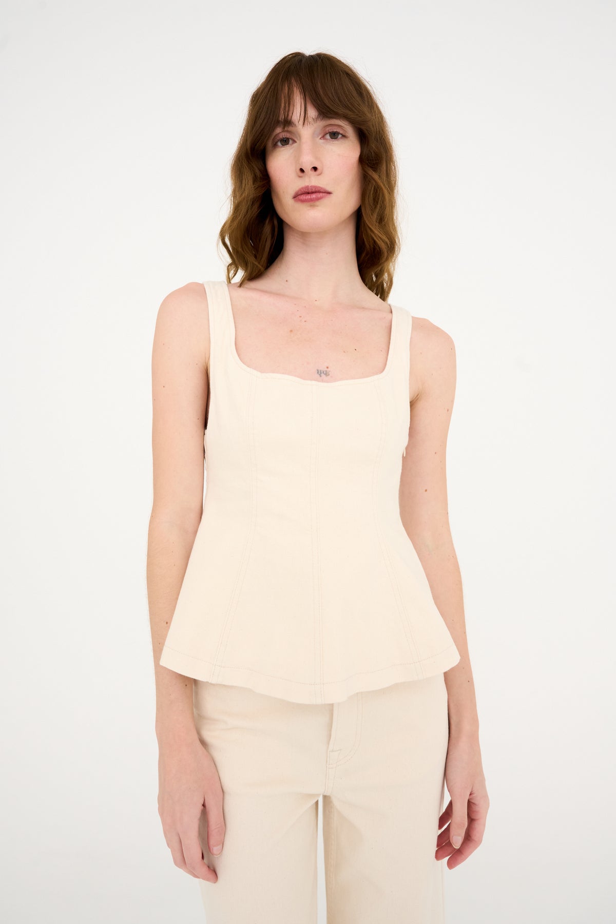 TRW-Shailene Peplum Top Wash Soft Natural Ecru – Tomorrow Denim